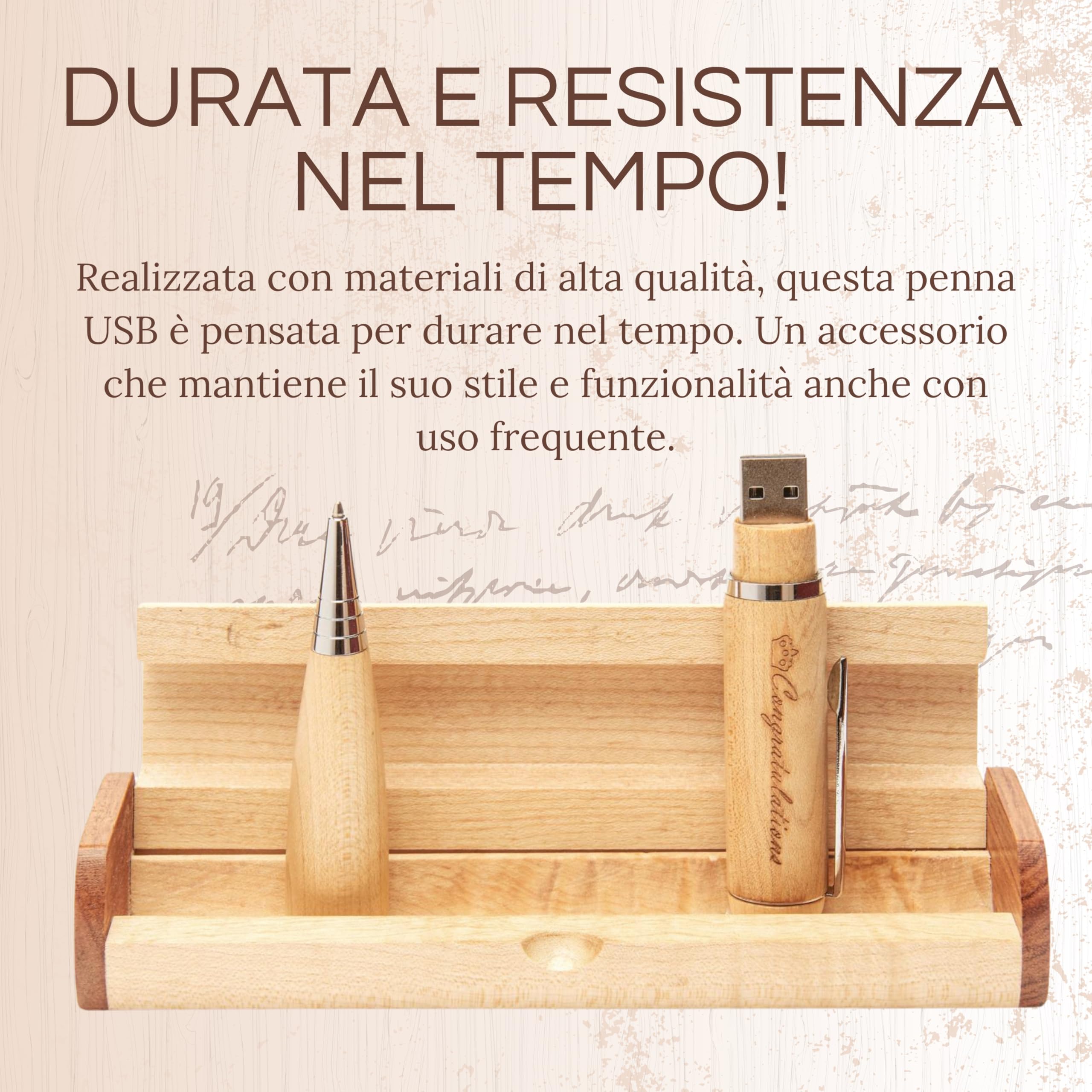Penna Regalo Originale in Legno Multifunzione per Laurea, Compleanno, Anniversario. Raffinata Scatola con Incisione.