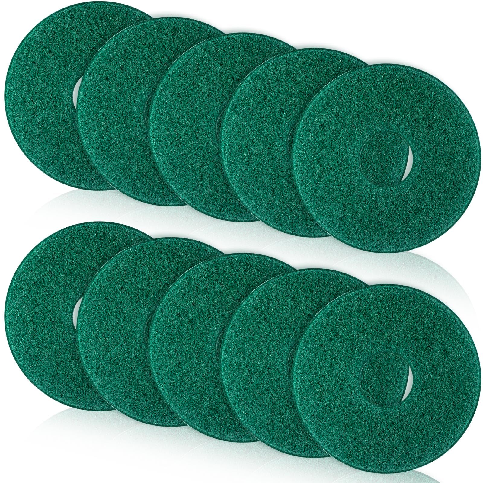 Teenyyou 10 almohadillas de limpieza de 12 pulgadas para limpieza de suelos comerciales, almohadillas para limpieza de suelos de madera dura, pulidor, limpieza y pelado para máquina orbitadora (verde)
