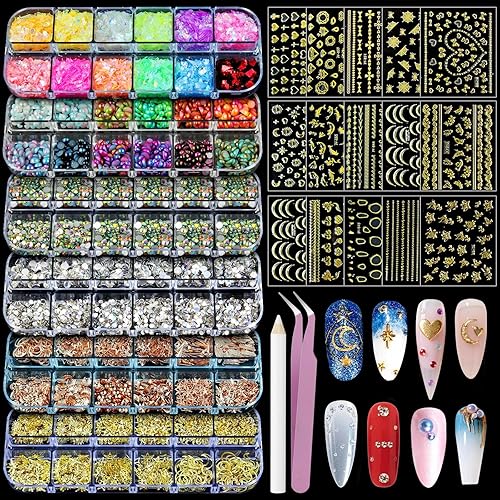 Artdone Nail Art Studs Kit, 6 boxes Multicolor And Design