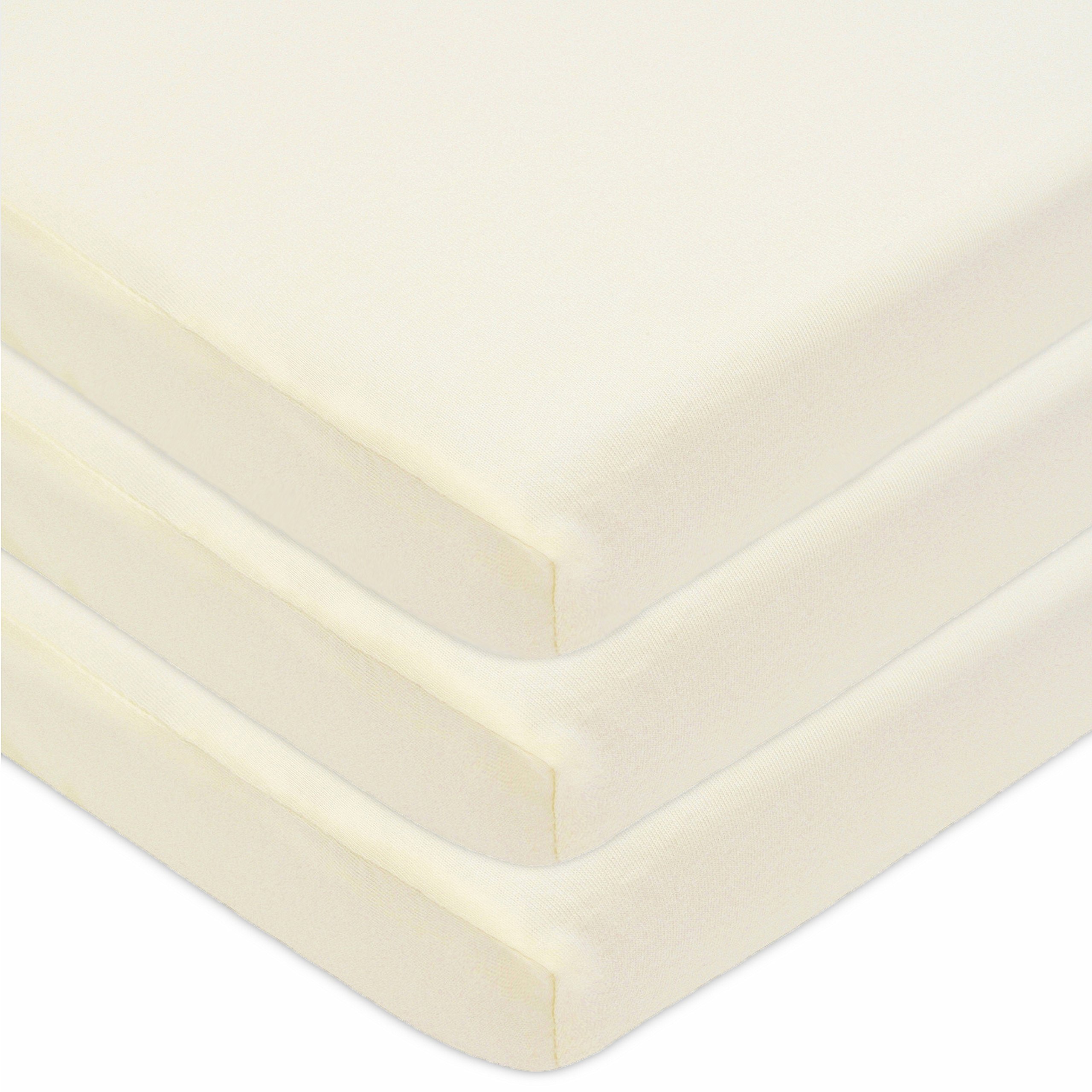 American Baby Company 3 Pack 100% Natural Cotton Fitted Cradle/Bassinet Sheets 36" x 18" - Soft, Breathable &amp; Hypoallergenic Bed Sheets, Ecru, Neutral for Boys &amp; Girls