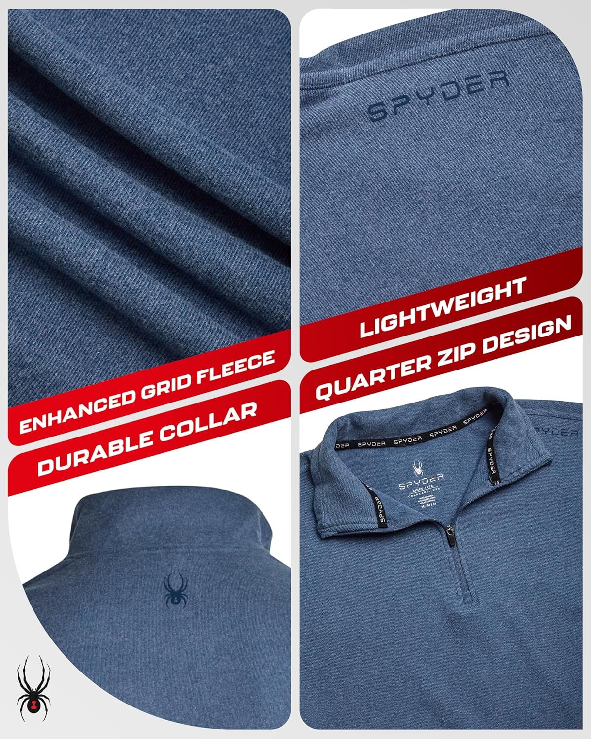 Spyder Mens Quarter Zip Pullover Sweatshirt - Lightweight Soft Fleece Athletic Pullover - Gym & Running Sweatshirts for Men - Image 5