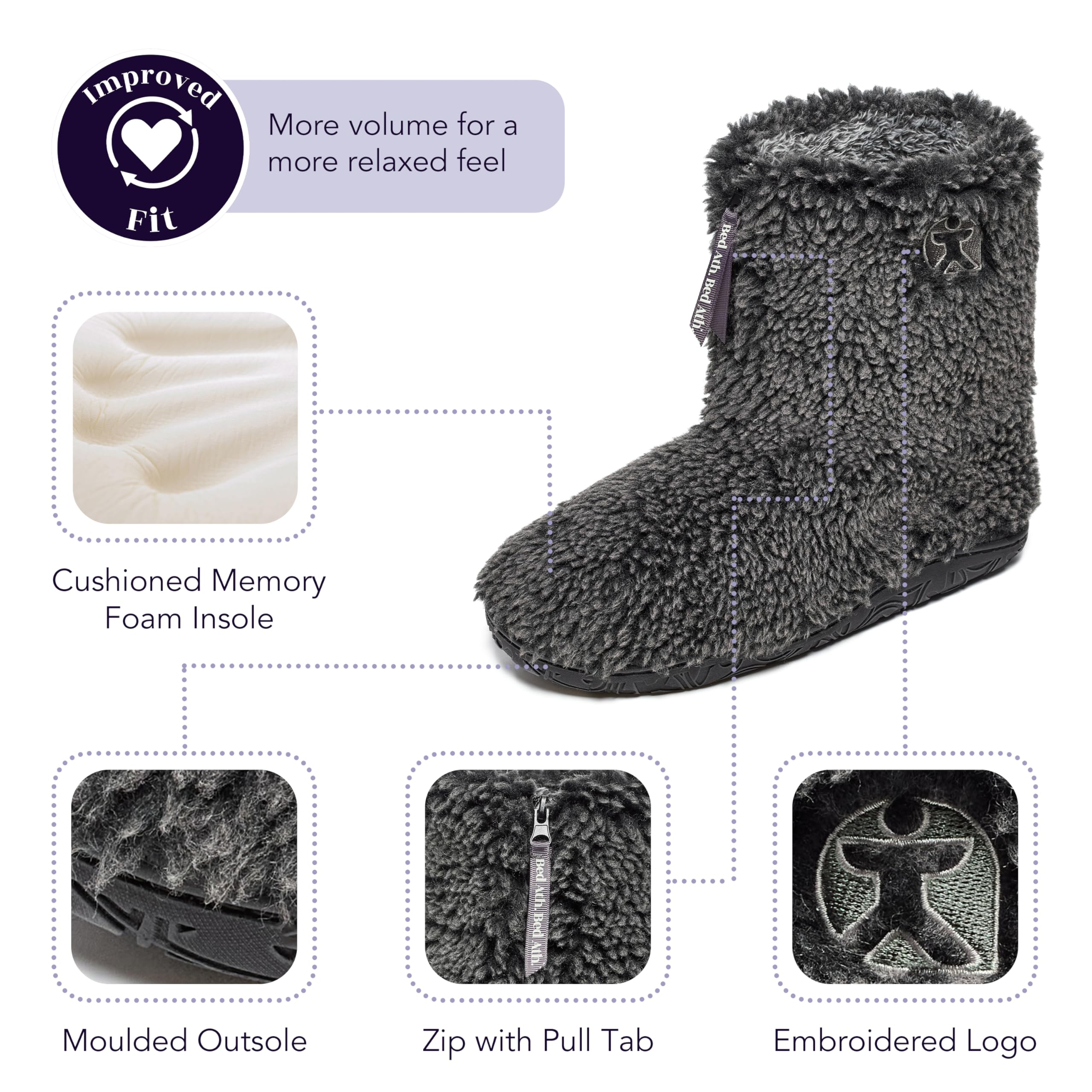 Bedroom Athletics Gosling - Pantuflas de sherpa con punta de nieve para hombre, suaves, cálidas, con cierre de cremallera, espuma viscoelástica, duraderas, lavables a máquina