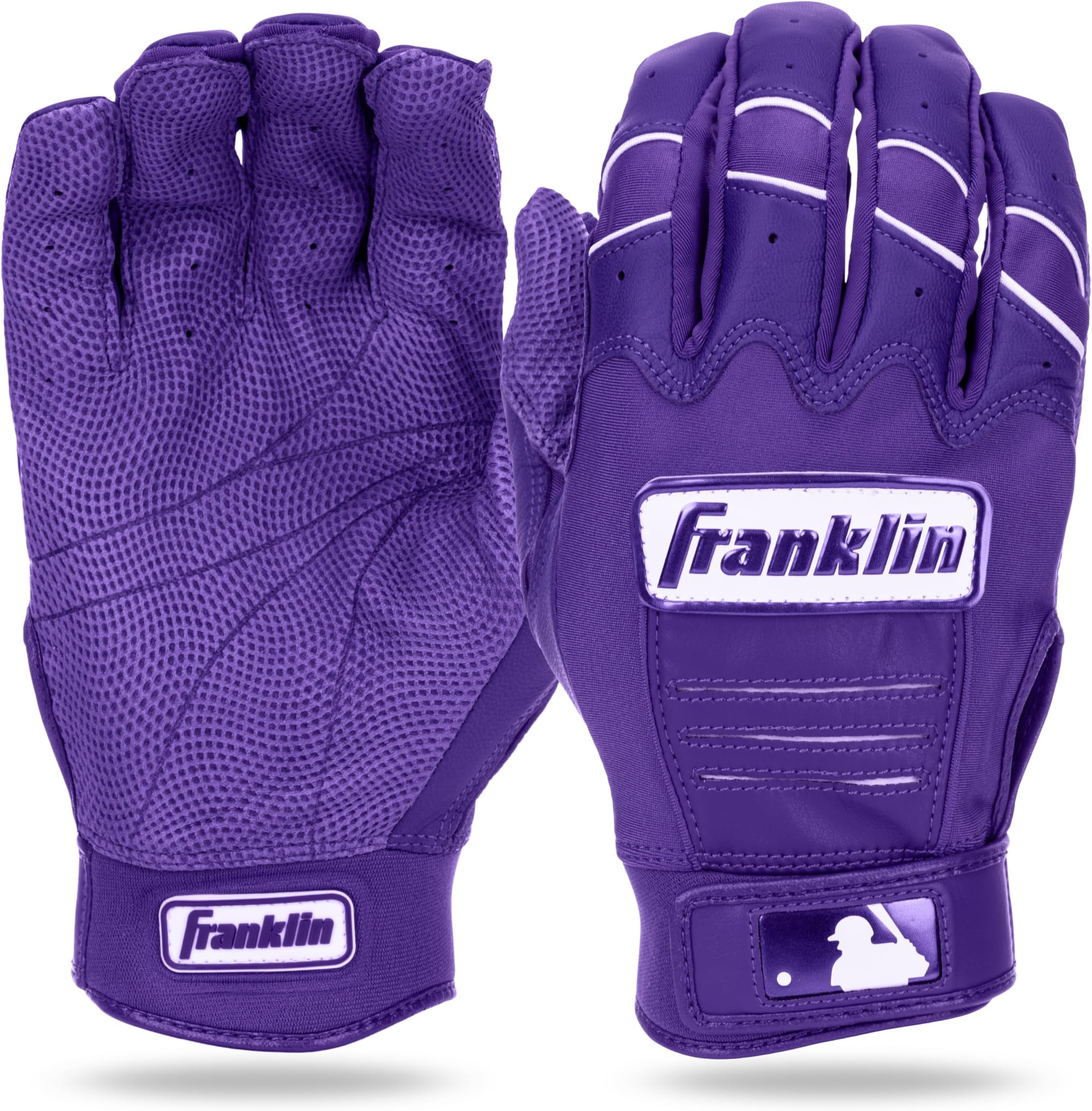 Franklin Sports MLB Batting Gloves - CFX Pro Adult + Youth Batting Gloves Pair - Baseball + Softball Batting Gloves - Premium Pro-Quality Batting Gloves - Purple Highlight - Adult Large