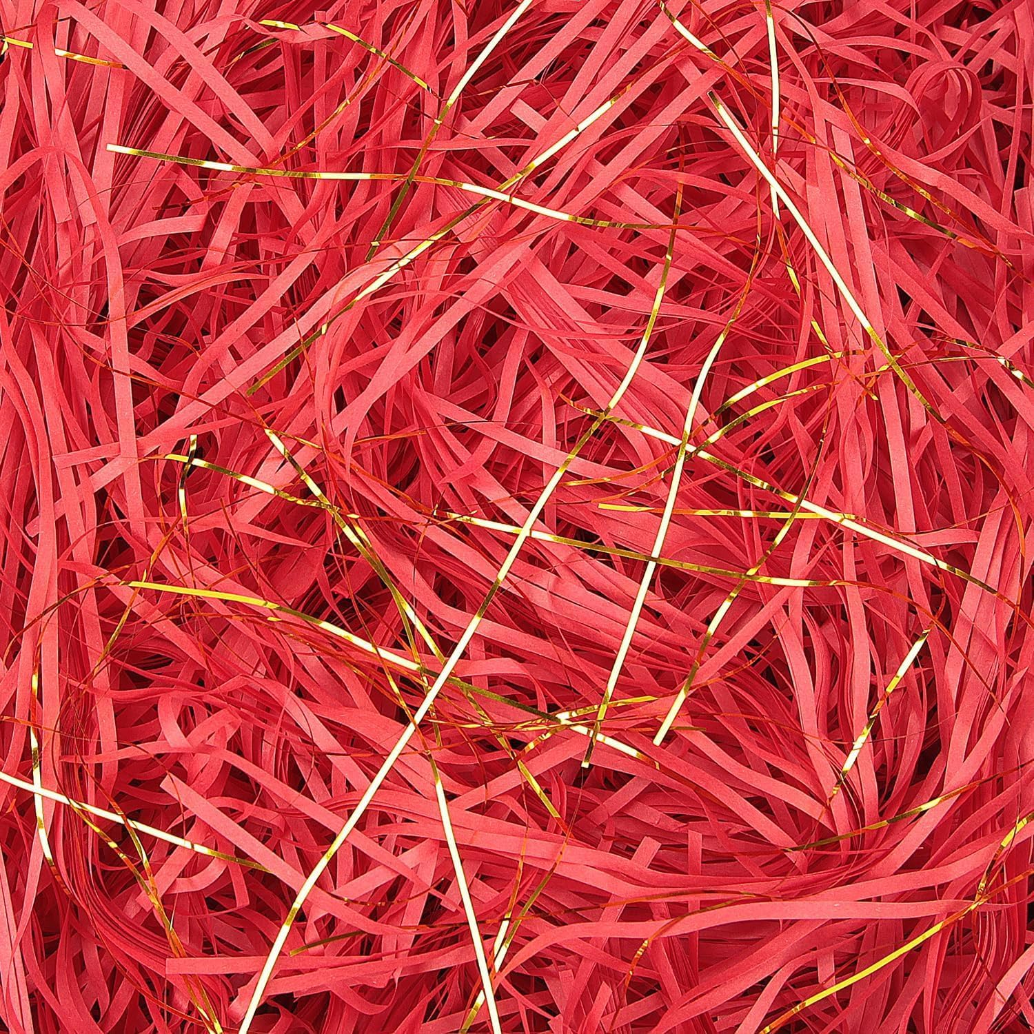 PLINJOY Carta Tagliata Per Cesti Regalo – 0,9 Kg Di Filler Rosso, Coriandoli Di Carta Crespata, Riempitivo Per Pasqua E Matrimoni