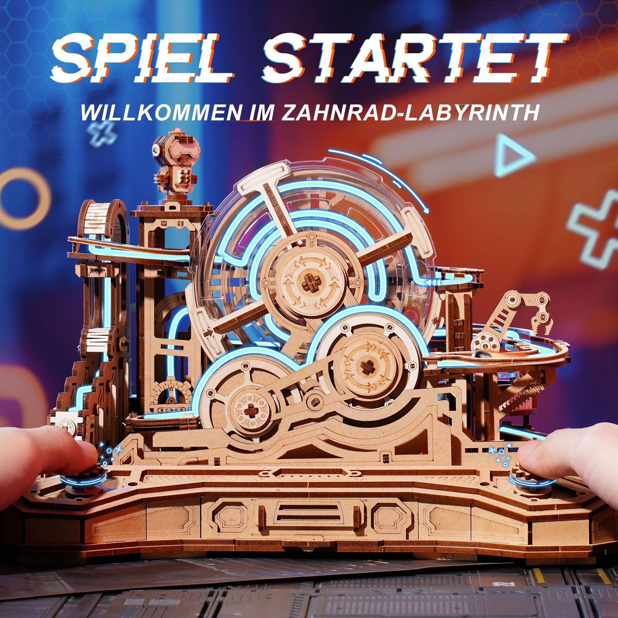 ROBOTIME 3D-Puzzle aus Holz Gear Ball Challenge – Mechanisches Labyrinth-Set, 653 Teile, STEM für Erwachsene und Jugendliche, Controller-Design, EGC01