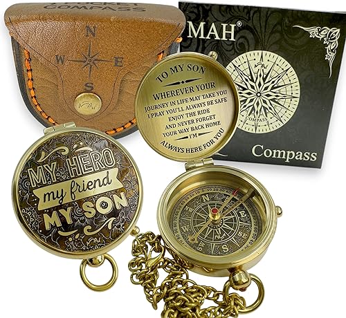 Miniatura 12 de Brass Compass Gift – to My Son Never Forget That I Love You, Sentimental Keepsake Gift from Mom Dad & Grandparents for Graduation, Baptism,