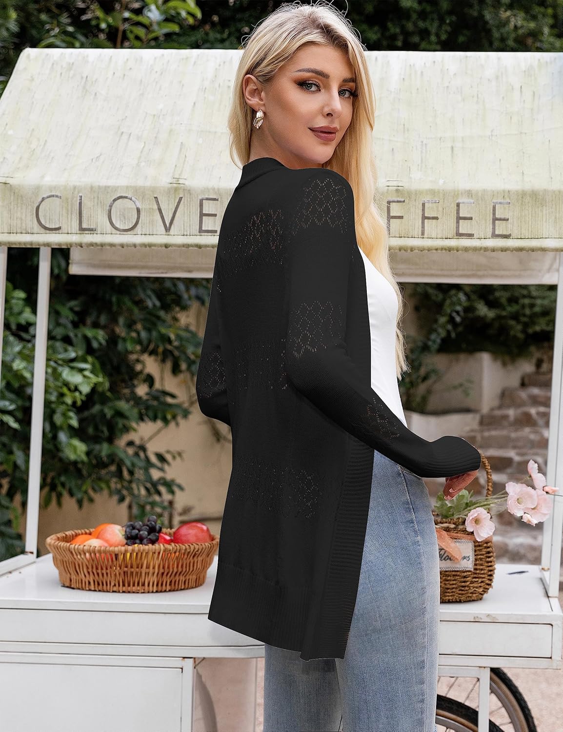 U.Vomade Women's Sweaters Boho Long Sleeve Open Front Chunky Cable Knit Cardigan - Image 3