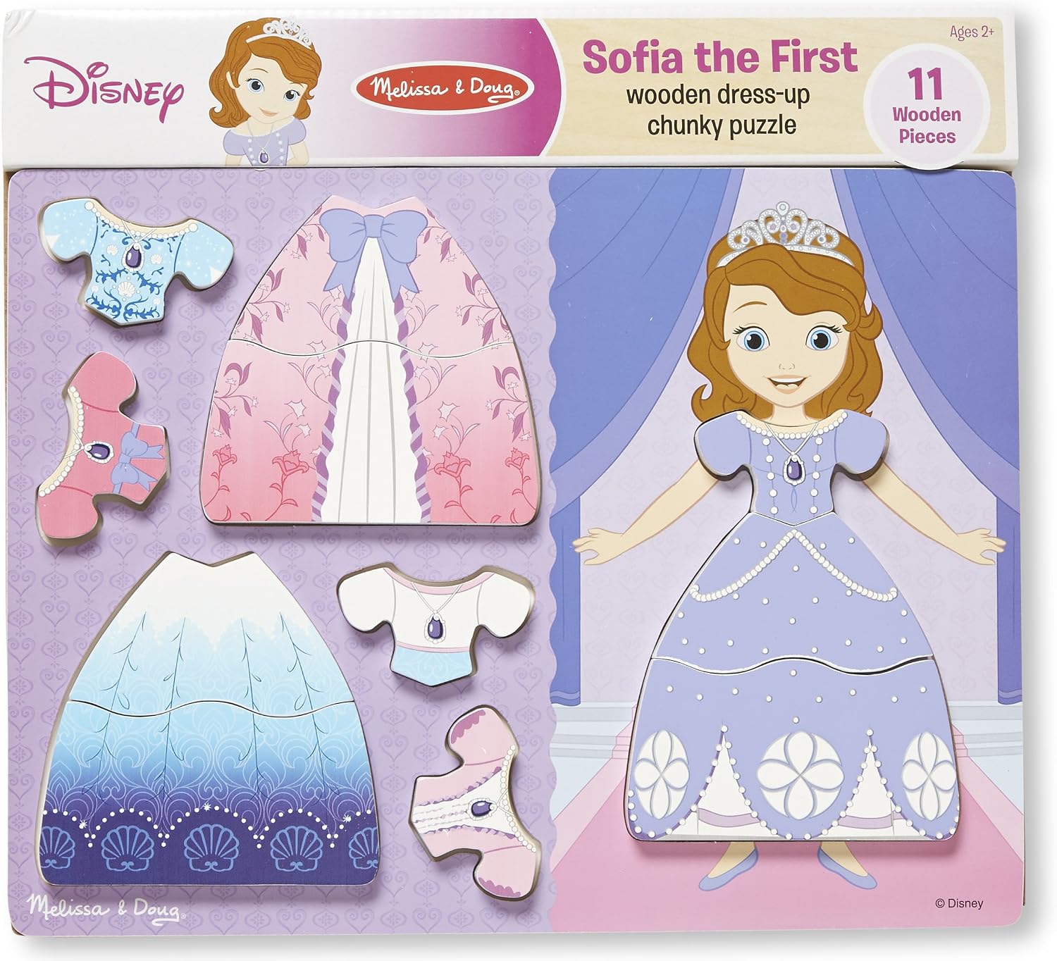 Amazon.com: Sofia the First Wooden Dress-Up Chunky Puzzle : Melissa ...