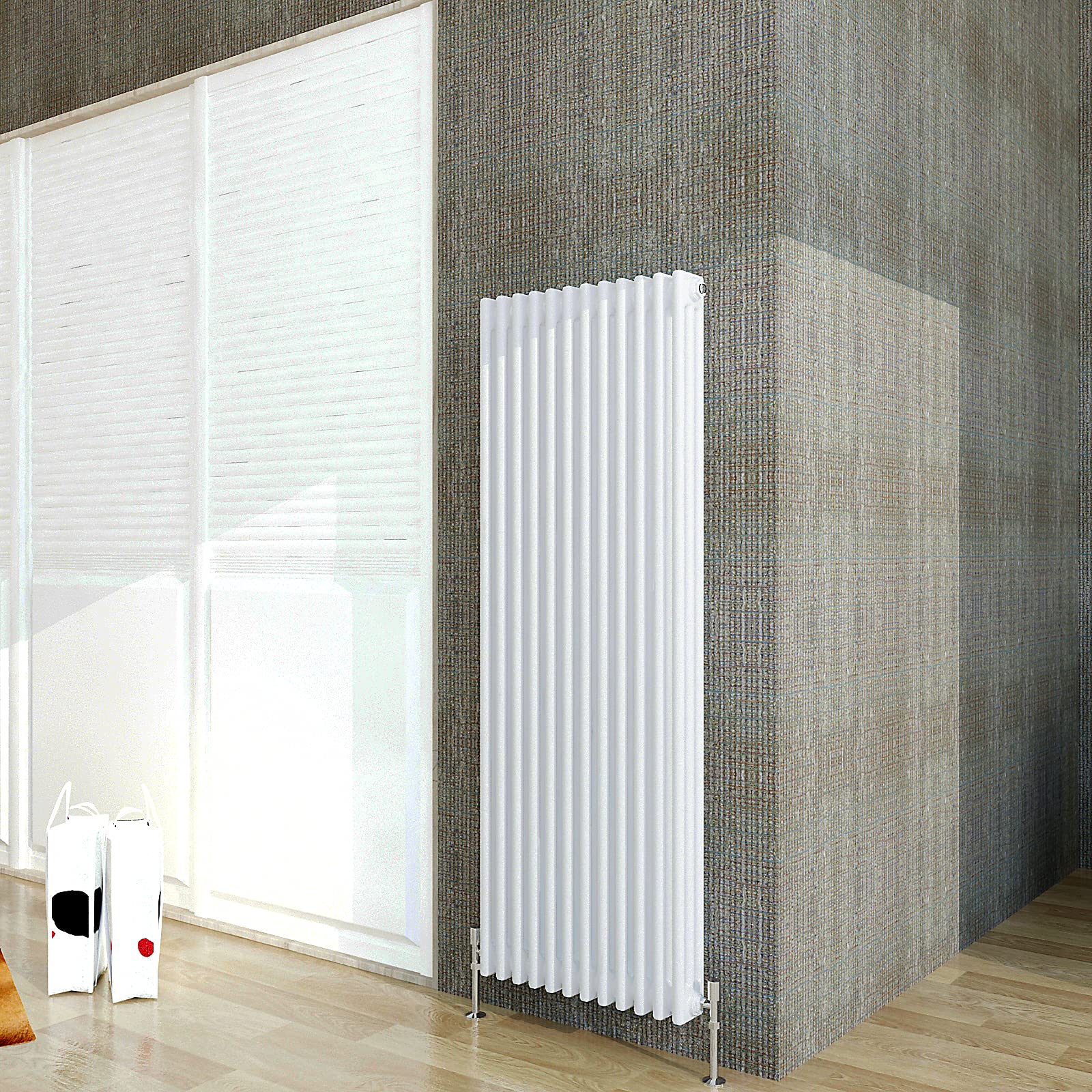 Acezanble∣3 Column Radiator, Vertical 1500mm White Tall Traditional Cast Iron Style Radiators Windows Hallyway — image 1