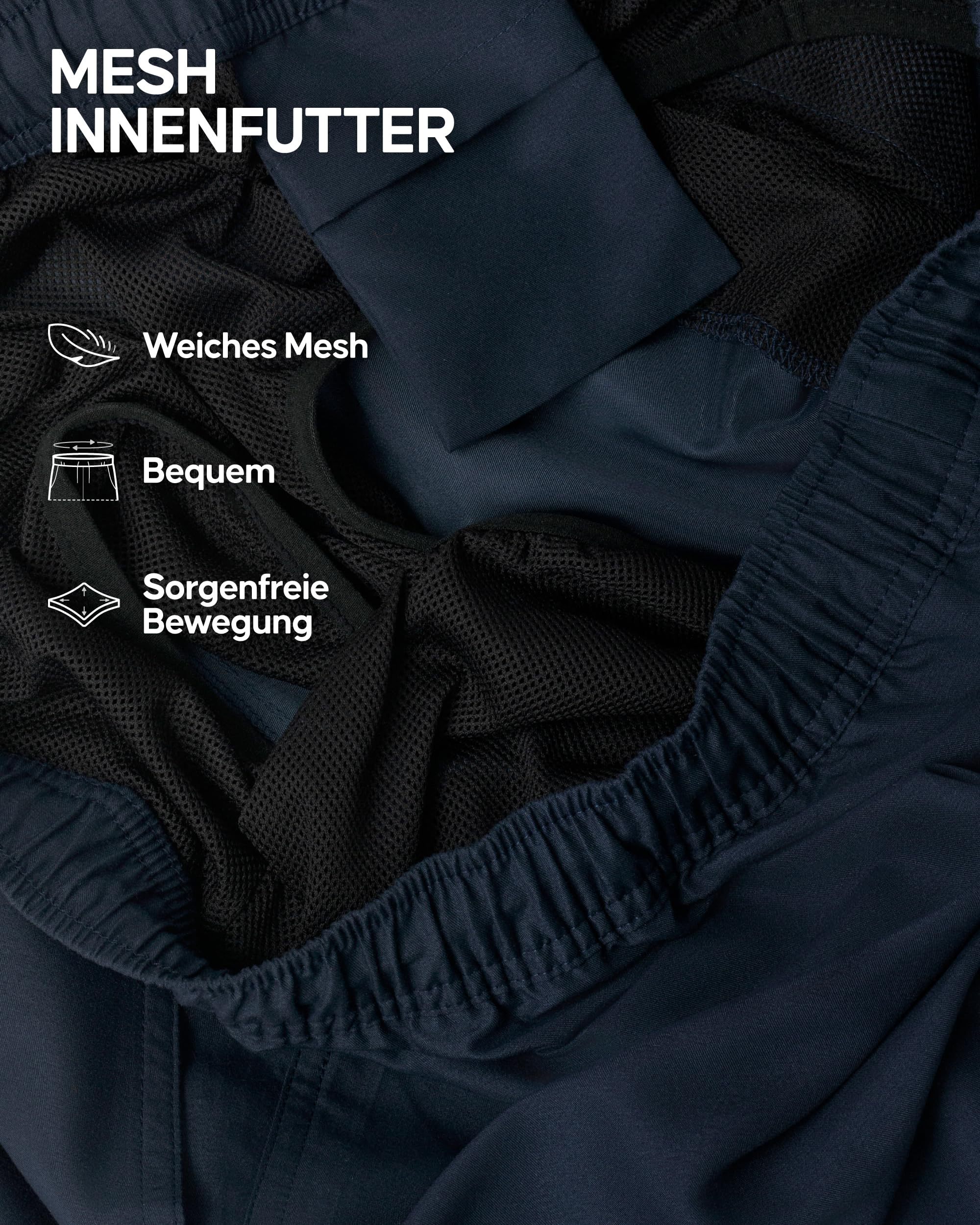 DANISH ENDURANCE Badehose Herren mit Mesh-Futter, Badeshorts mit Tunnelzug & Taschen, Leicht, Schnelltrocknend, 100% recycelte Materialien