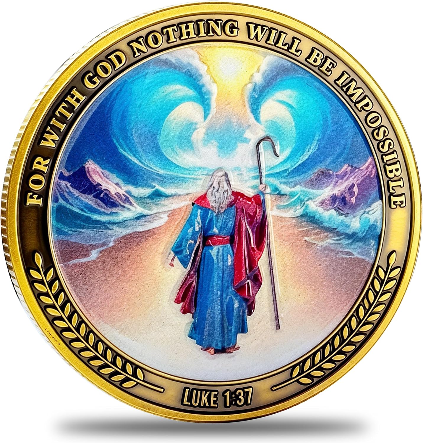 Christian Faith Challenge Coin – Philippians 4:13 “I Can Do All Things” & Luke 1:37 “Nothing Will Be Impossible” – Inspirational Bible Verse Tokens for Men, Women, Military, Recovery or Gift Giving