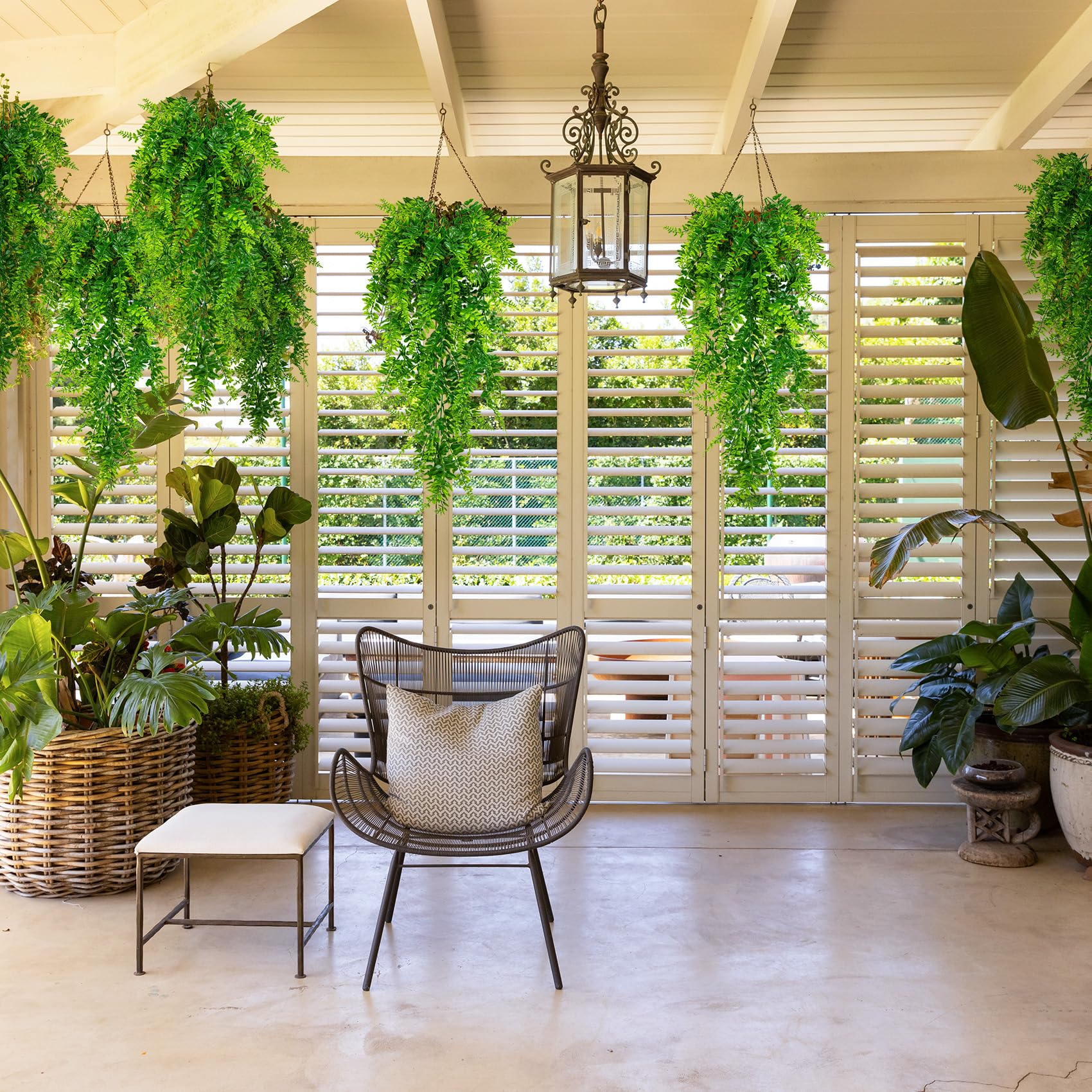 Huryfox Artificial Hanging Plants Fern Vine, 8PC Fake Ivy Leaves Decoration for Indoors & Outdoors - Image 4