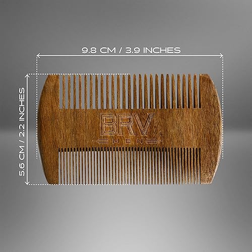 Miniatura 6 de BRV MEN Peine para barba y bigote, sándalo verde 100% natural, peine de barba de bolsillo con funda de transporte, peine de barba de madera para