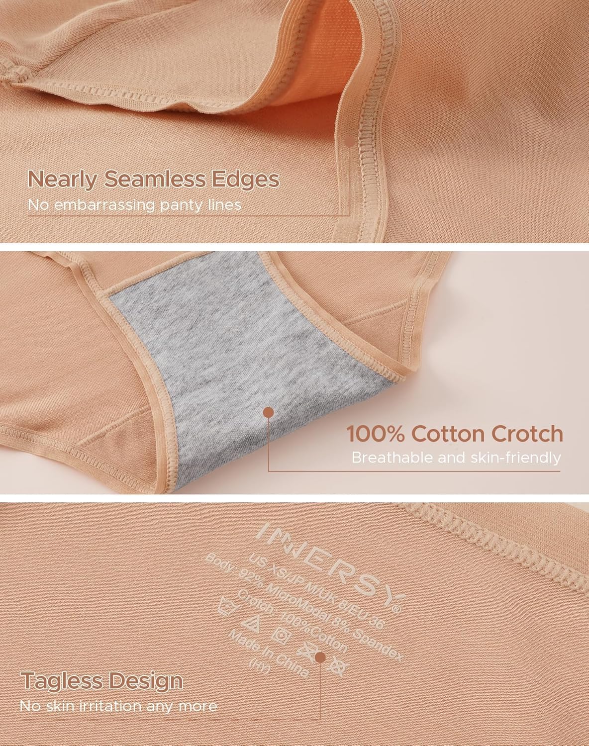 INNERSY Women's Soft & Thin No Show Modal Underwear Quick Dry Panties for Summer 5-Pack - Image 4