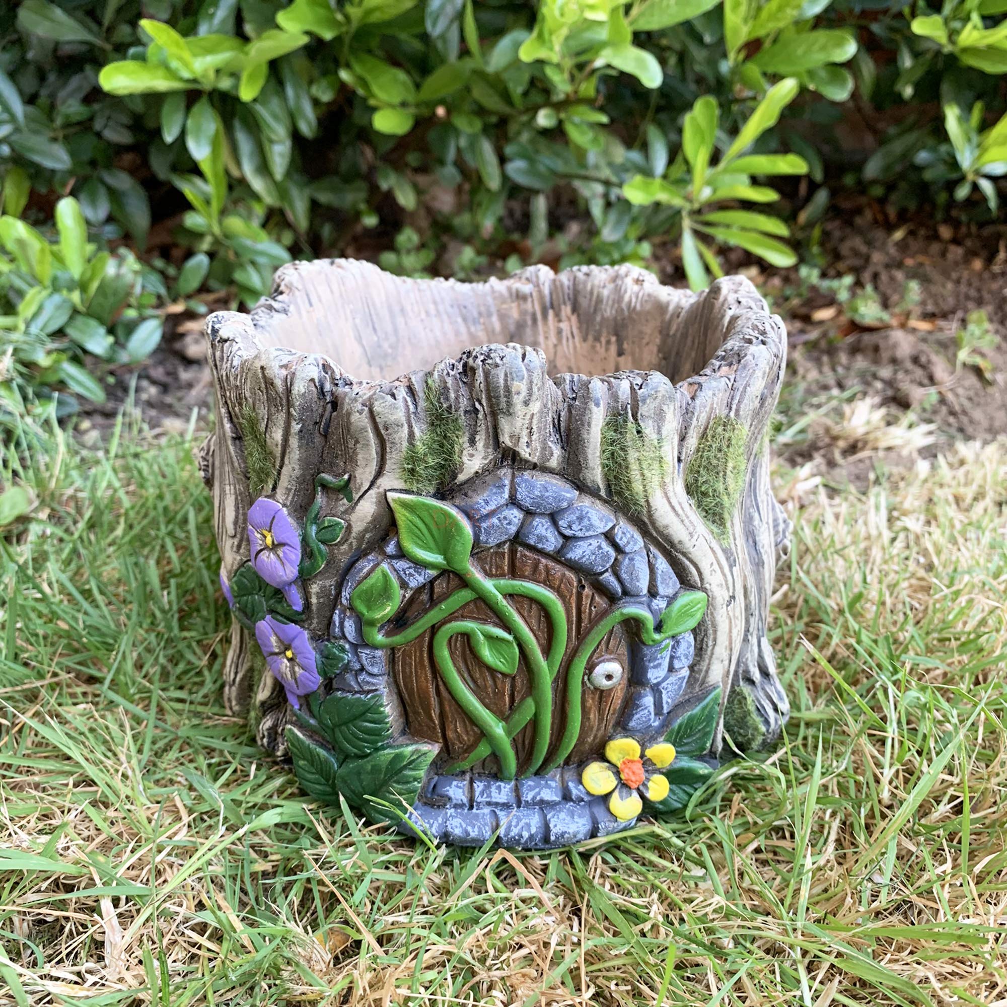 Darthome Green And Brown Ltd Vintage Cement Outdoor Garden Lawn Patio Fairy Pixie House Flower Herbs Planter 15Cm