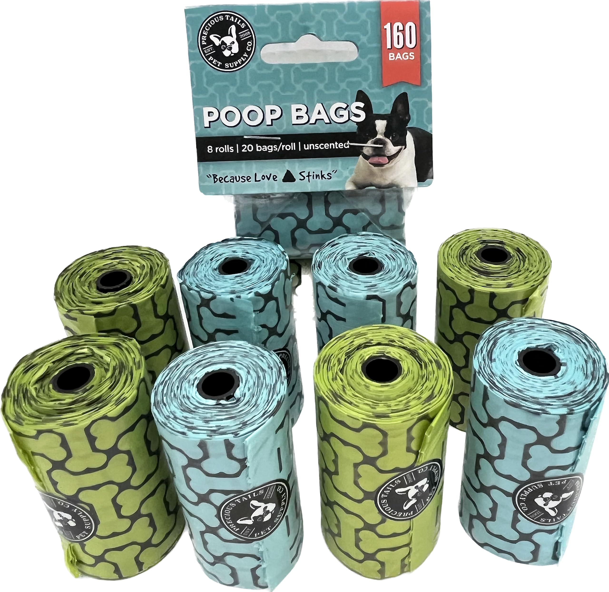 160 Count Ultra Thick Leak-Proof Unscented Poop Bags for Dogs & Cats