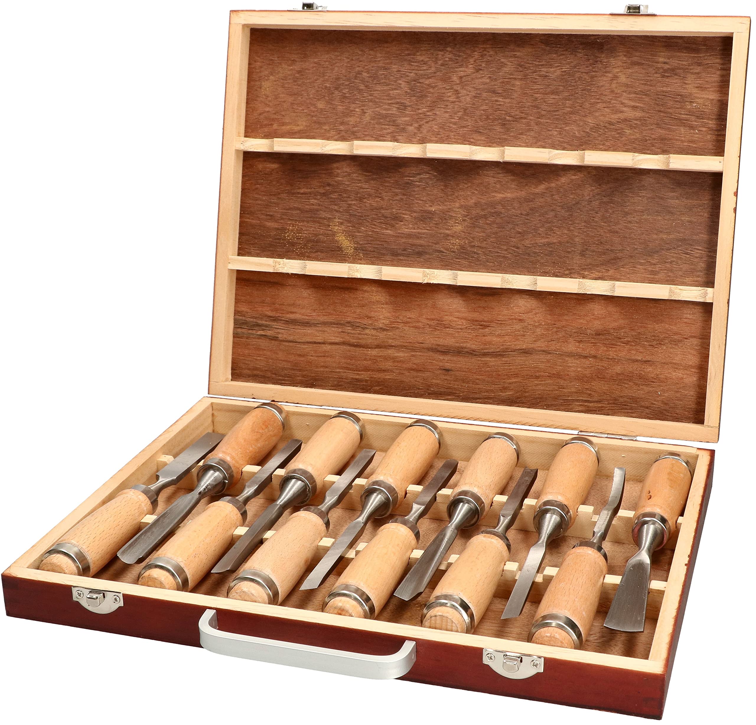 KOTARBAU® - Set di utensili da intaglio da 12 pezzi, scalpelli per legno per intagliatori e falegnami con manico in legno