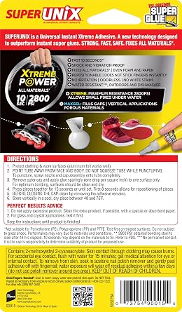 Super Glue - SUPERUNIX - Universal Instant Bonding Adhesive - Shockproof & Waterproof - 3g Tube