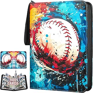 TCGUARD Baseball Card Sleeves Binder 900 Pockets for Trading Card, 9 Pocket Sports Card Binder Baseball Card Holder Compatible with Topps Baseball Card, Football Card, Baseball Card, Sport Card
