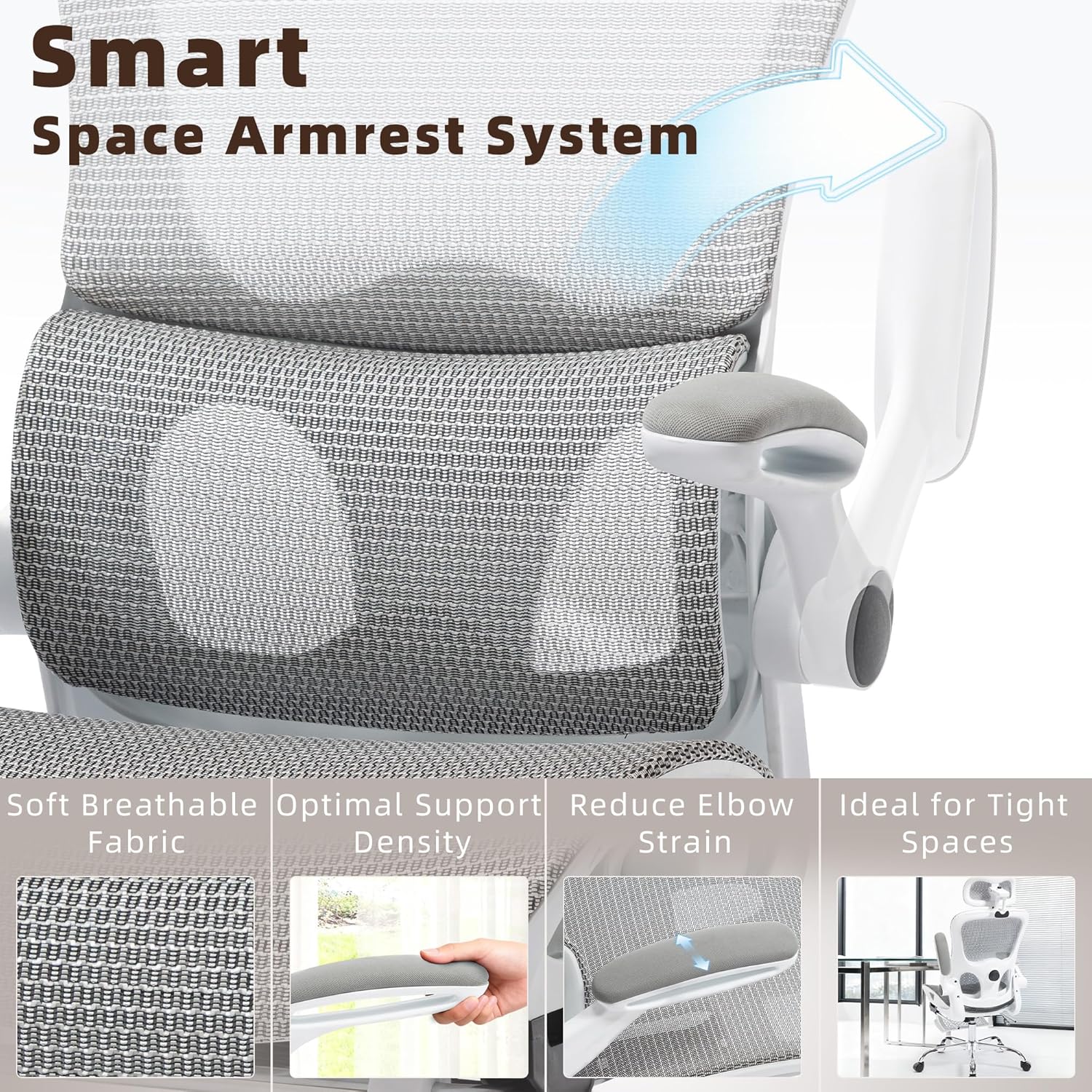 Ergonomic Office Chair, Adjustable High Back Desk Chair with Headrest Footrest 2D Lumbar Support - Executive Breathable Mesh Comfy Swivel Rolling Reclining Computer Task Chairs for Home Office Gaming - Image 5