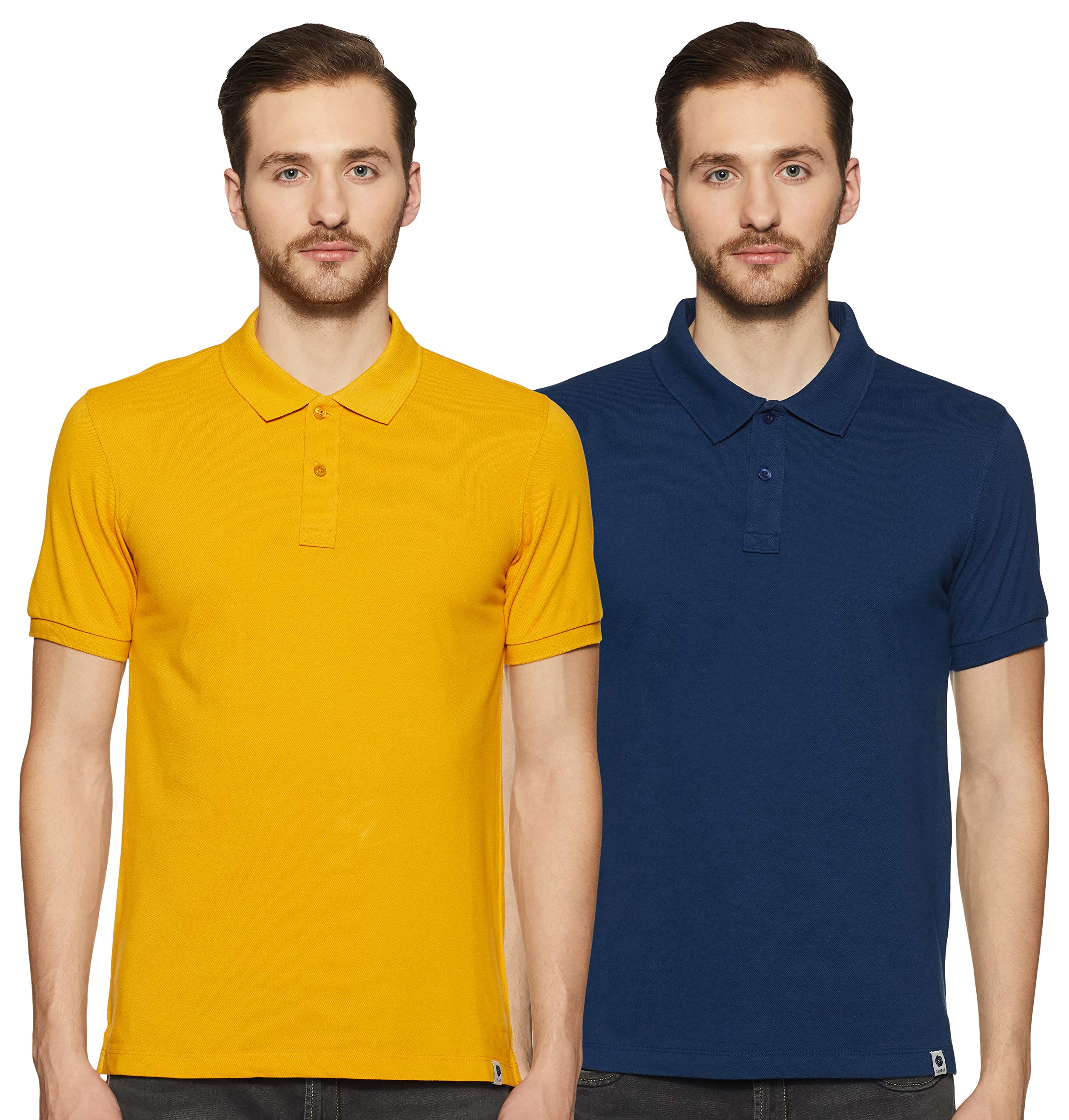 amazon brand - symbol Men Cotton Rich Polo T Shirt | Collar Tshirts | Half Sleeves | Plain (Combo Pack of 2) - Regular Fit-picture-41