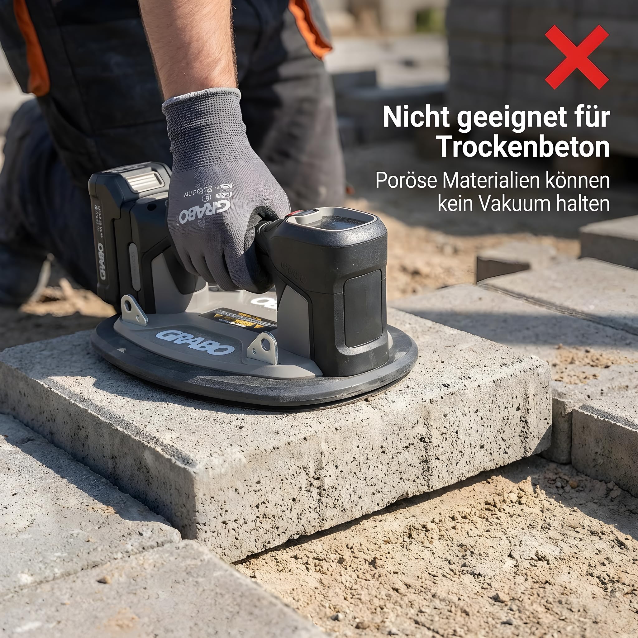 GRABO Pro Brushless - Digitaler Akku Vakuum Saugheber [Inkl. 18V Akku und Ladegerät] Im Tanos Systainer3. 120kg Hubkraft, mit Brushless Vakuumpumpe, Großes Digital Display (GPBT) (Im Tanos Systainer3)