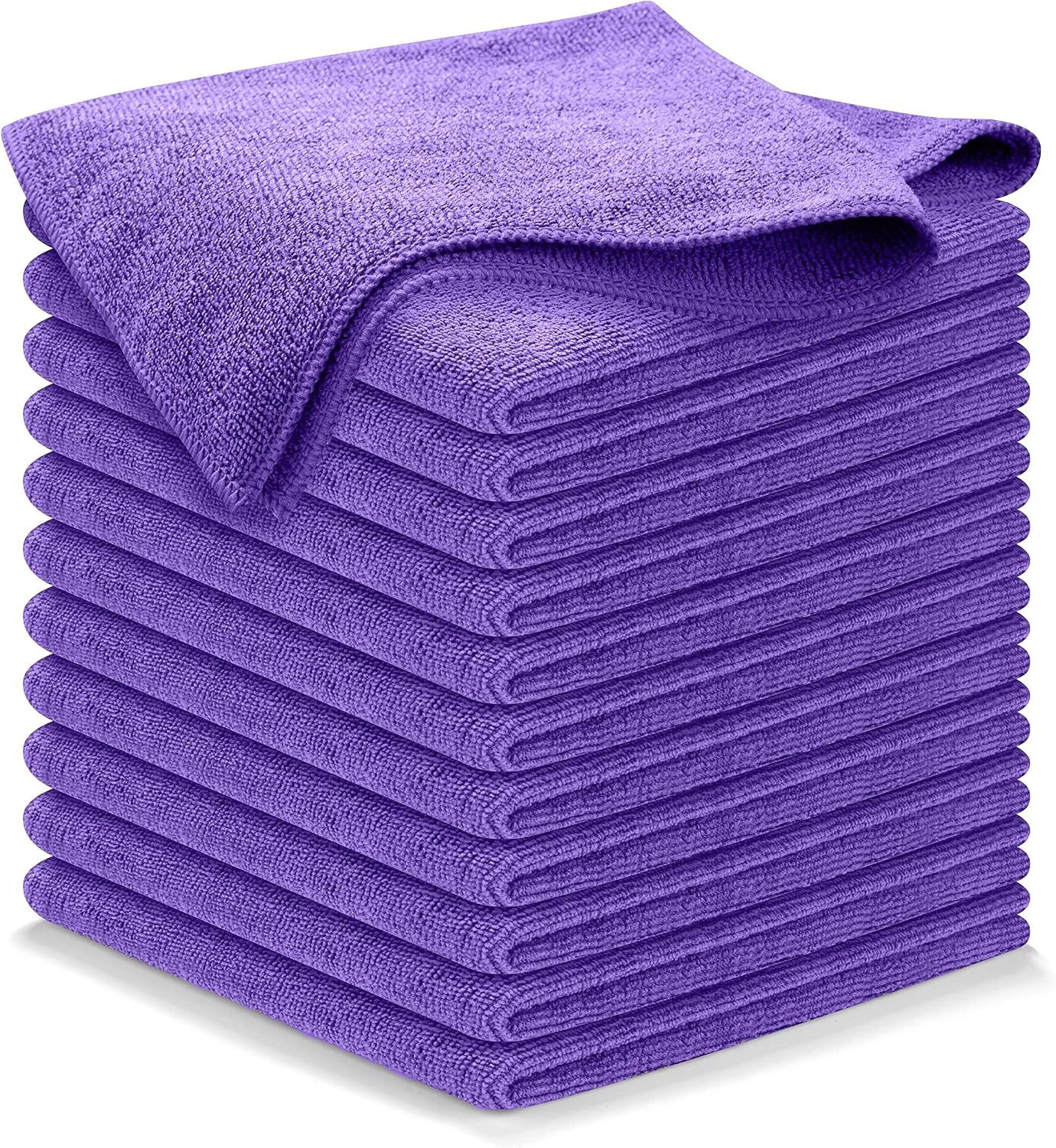 USANOOKS Microfiber Cleaning Cloth - Purple - 12Pcs (12.5x12.5 inch) High Performance - 1200 Washes, Ultra Absorbent Car Towel Traps Grime & Liquid for Streak-Free Mirror Shine - Car Washing Cloth