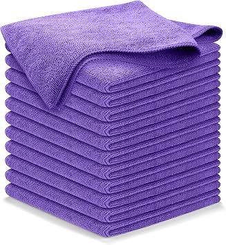 USANOOKS Microfiber Cleaning Cloth - Purple - 12Pcs 12.5x12.5 inch High Performance - 1200 Washes, Ultra Absorbent Car Towel Traps Grime & Liquid for Streak-Free Mirror Shine - Car Washing Cloth