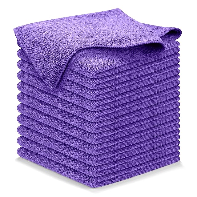 USANOOKS Microfiber Cleaning Cloth - Purple - 12Pcs 12 5x12 5 inch High Performance - 1200 Washes Ultra