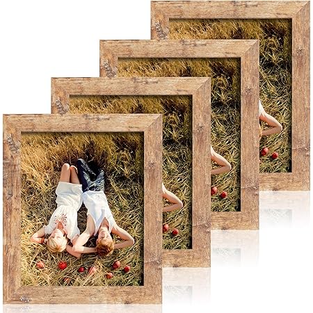 iRahmen 4 Pack 8x10 Rustic Picture Frame Set with High Definition Glass Photo Frame for Desktop Display and Wall Mounting (IR-US002-BR-P8X10)