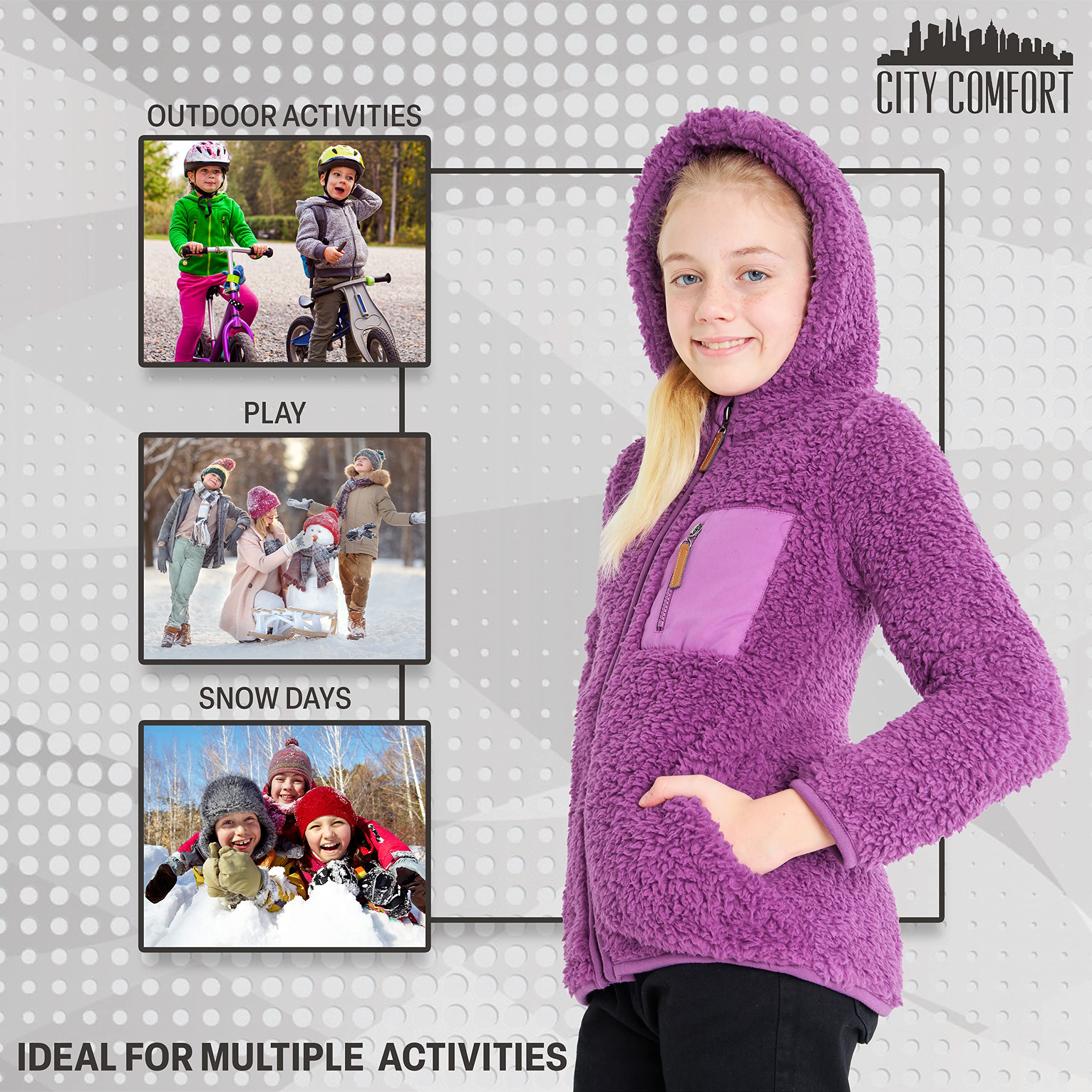 CityComfort Sudadera Niña Cremallera Chaqueta Forro Polar 3-14 Años