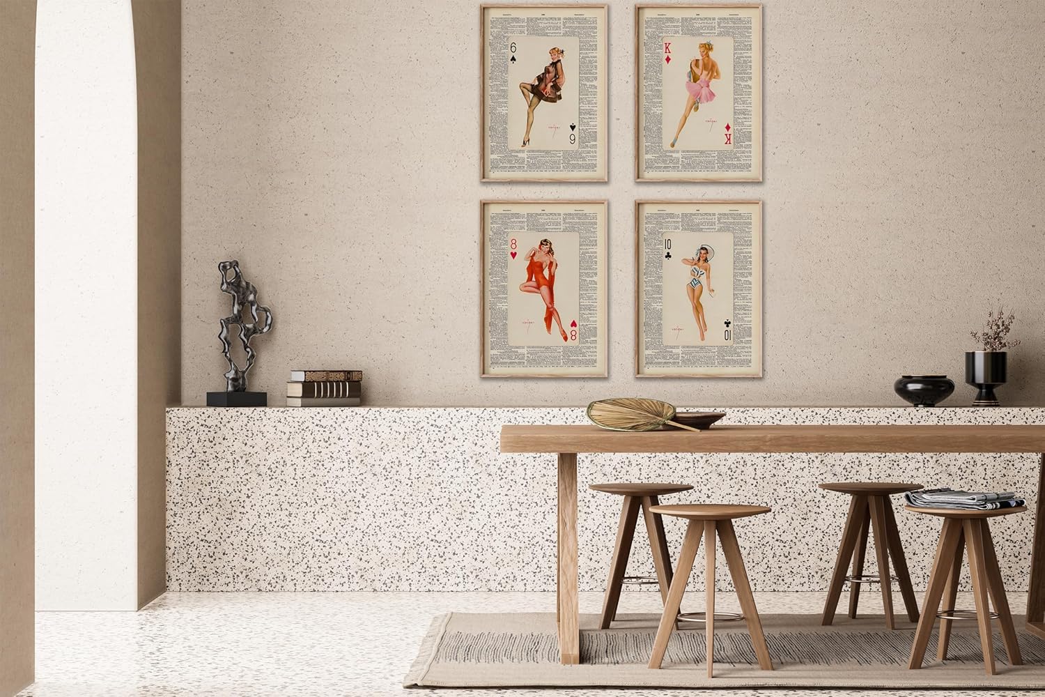 Poster Master 4-Piece Pin Up Girls Print - Dictionary Poster - Pop Art - Playing Card Wall Design - Gift for Men & Women - Modern Decor for Bedroom, Living Room or Dorm - 8x10 UNFRAMED Wall Art