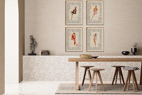 Miniatura 5 de Poster Master Póster de 4 piezas para niñas, póster de diccionario, arte pop, diseño de pared de cartas de juego, regalo para hombres y mujeres,