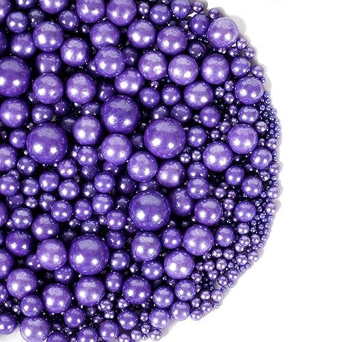 Kasvan Gránulos de azúcar de perlas moradas  Perlas de caramelo comestibles 4.59 oz4.58 onzas, tamaño mezclado, decoraciones de pasteles para