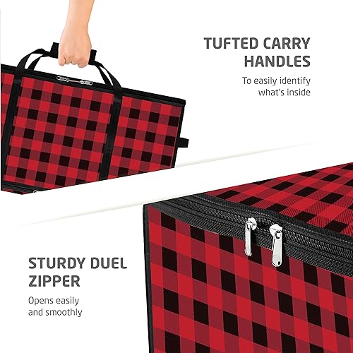 Miniatura 7 de Caja grande de almacenamiento de plástico para decoraciones navideñas con dos cierre de cremallera uno en cada cara