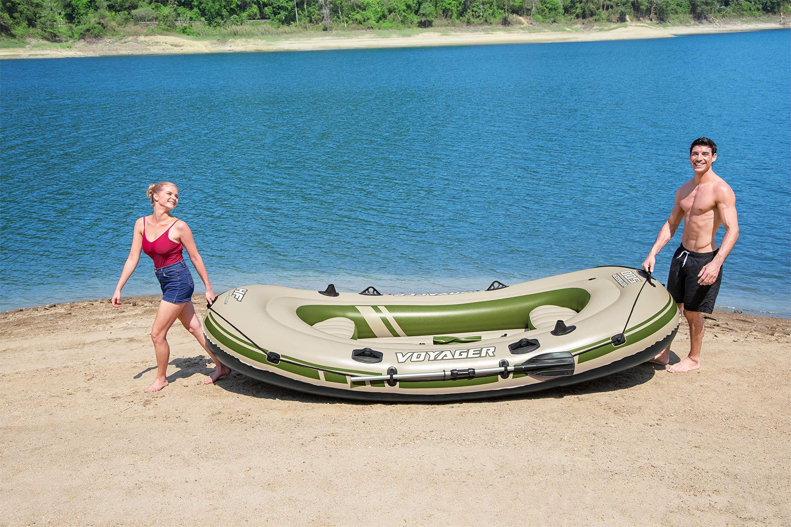 Bestway Hydro-Force Schlauchboot-Set Voyager 500, für 3 Personen, 348 x 141 x 48 cm, Mehrfarbig