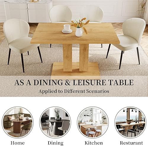 Miniatura 14 de Mesa de comedor moderna de 46 pulgadas, mesa de cocina rectangular con acabado de roble, mesa de comedor compacta para 4, construcción robusta para
