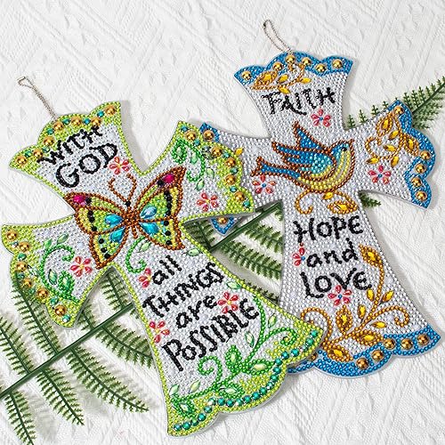 Miniatura 5 de Paquete de 2 kits de pintura de diamantes cruzados 5D DIY pintura de diamante Cruz de forma especial kit de arte de diamante mariposa pájaro