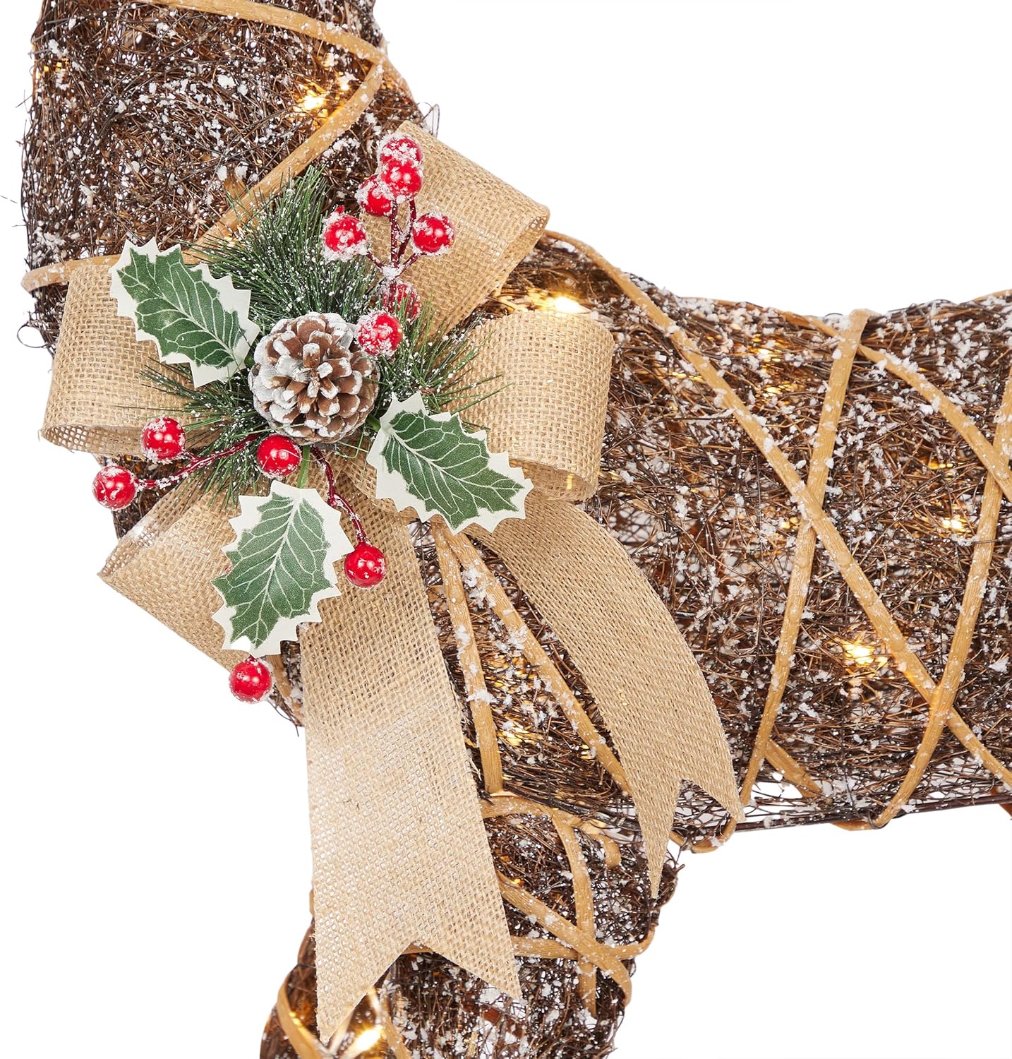 Alpine Corporation 48" Tall 3D Natural Rattan Reindeer with 80 Warm White LED Lights, Indoor/Outdoor Christmas Holiday Yard Decor Garden Display - Image 10