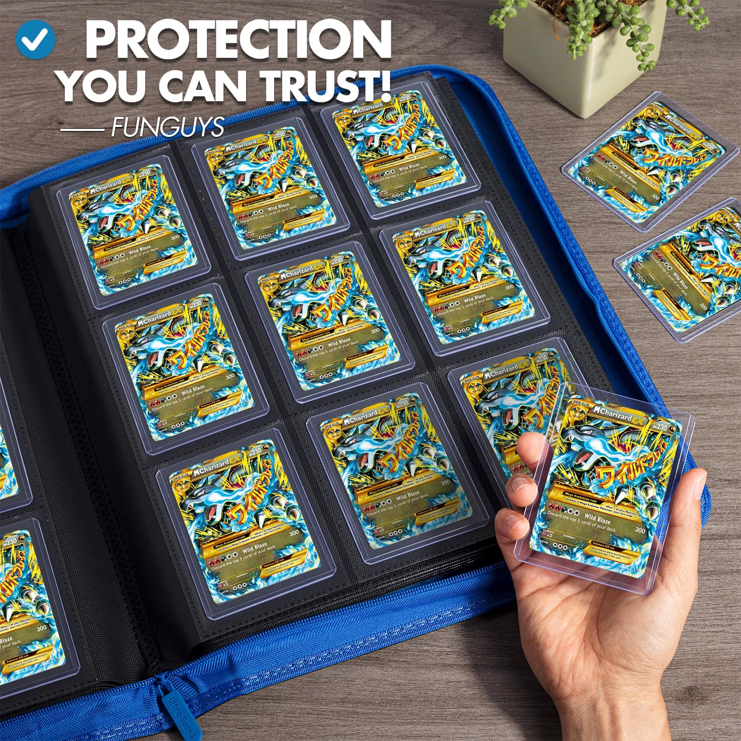 FunGuys Raccoglitore con apertura dall'alto - Raccoglitore per carte collezionabili con capacità 252, album con cerniera laterale con layout a 9 tasche per TCG, Yu-Gi-Oh!, MTG
