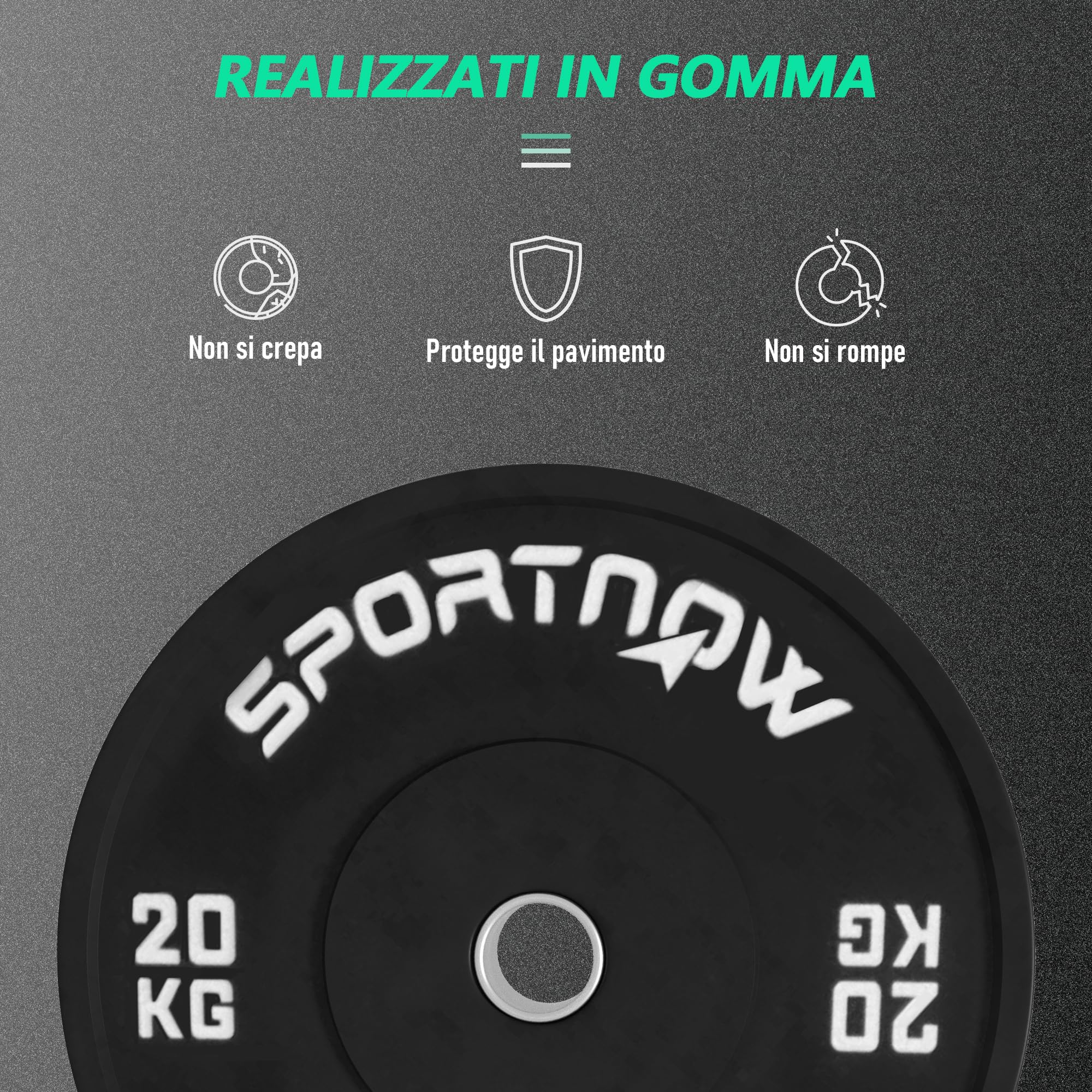 SPORTNOW Set di 2 Dischi Palestra da 10/20kg, Dischi per Bilanciere e Manubri con Attacco Ø5 cm per Allenamento a Casa e Palestra, Nero