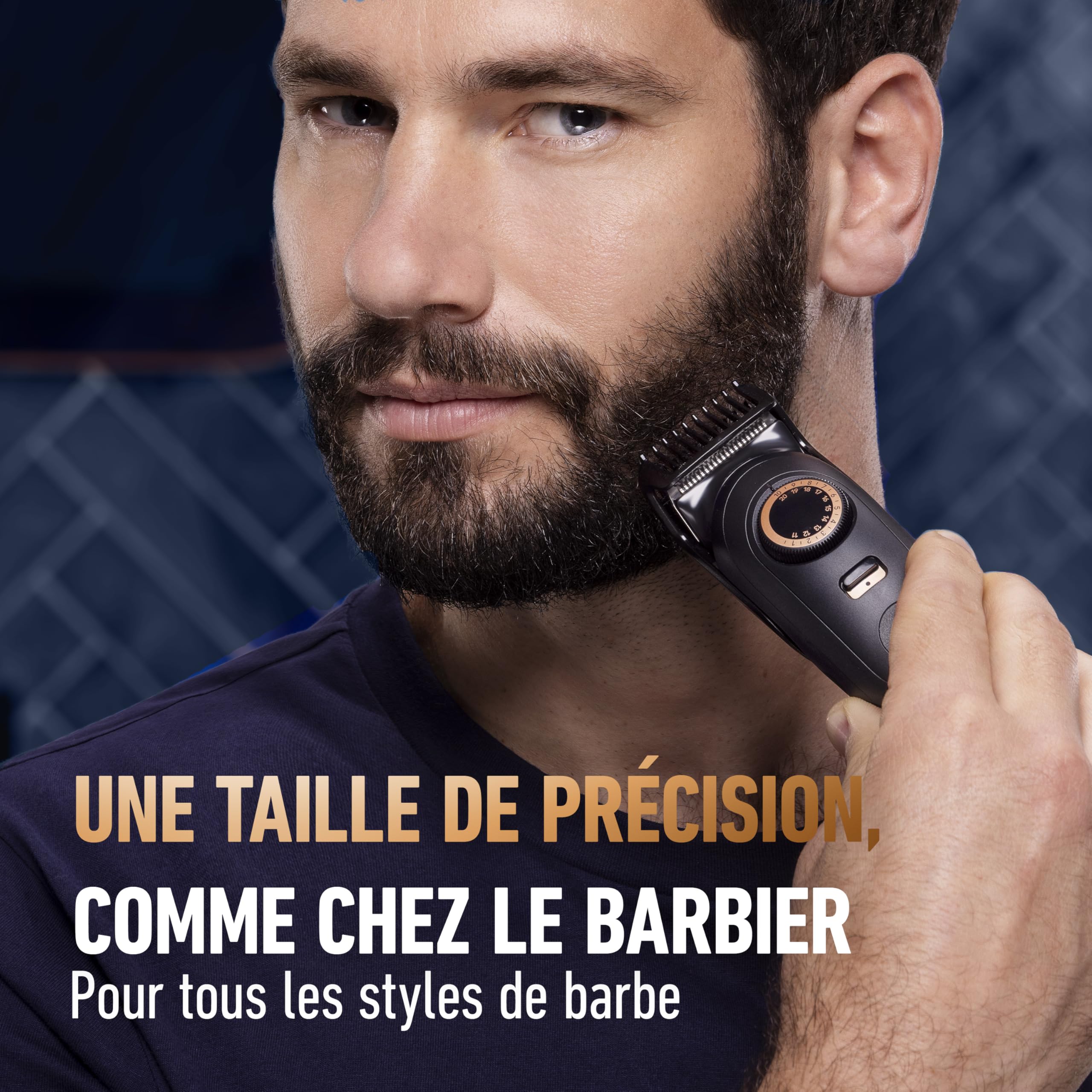 King C. Gillette Tondeuse Barbe Homme Pro Max Electrique Noire Etanche sans Fil Lames Inusables 40 Réglages Coffret 4 Sabots Interchangeables 120 mins Autonomie