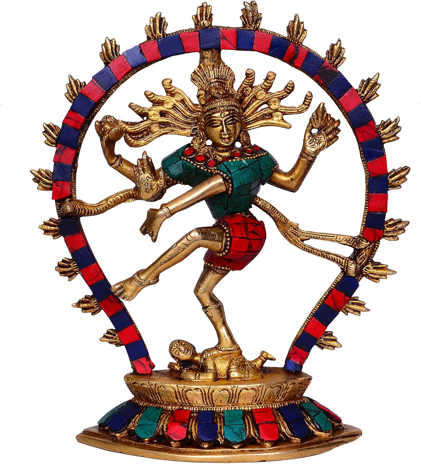 Purpledip Brass Nataraja Statue Idol: Lord Shiva Siva Mahadev in Dance Mudra for Home Temple Mandir (10446)