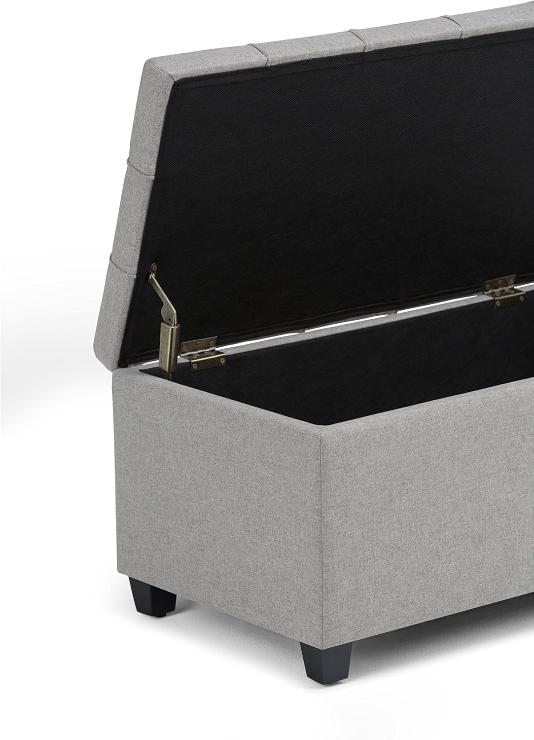 SIMPLIHOME Sienna 34 inch Wide Rectangle Lift Top Storage Ottoman Bench in Dove Grey Tufted Linen Look Fabric, Footrest Stool, Coffee Table for the Living Room, Bedroom and Kids Room, Traditional : Home & Kitchen