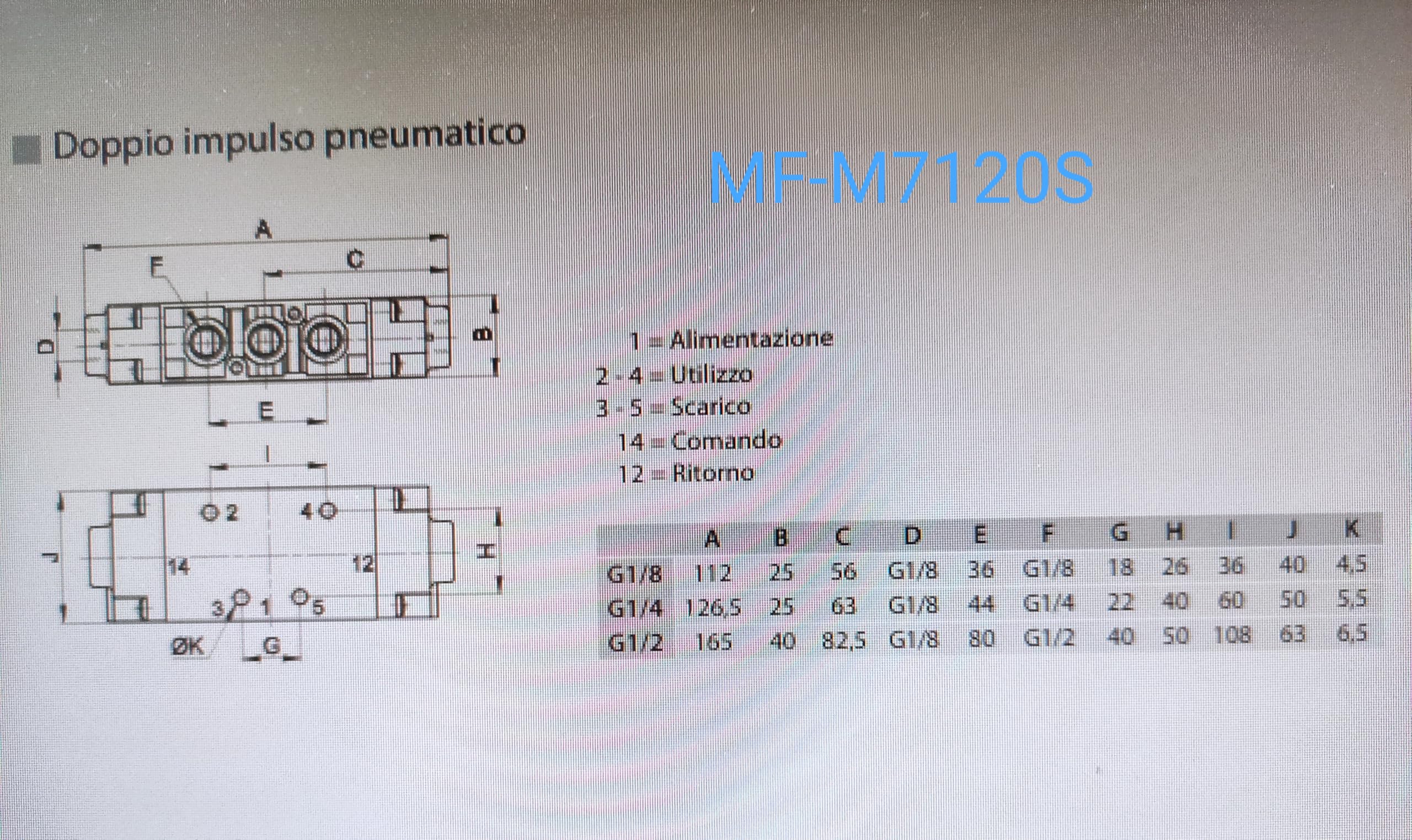 MF-M7120S MEC FLUID 2 Reifenventil 5/2 G1/8 Zoll BISTABILE VERSTÄRKTE ERSATZ UNIVER AC-7120