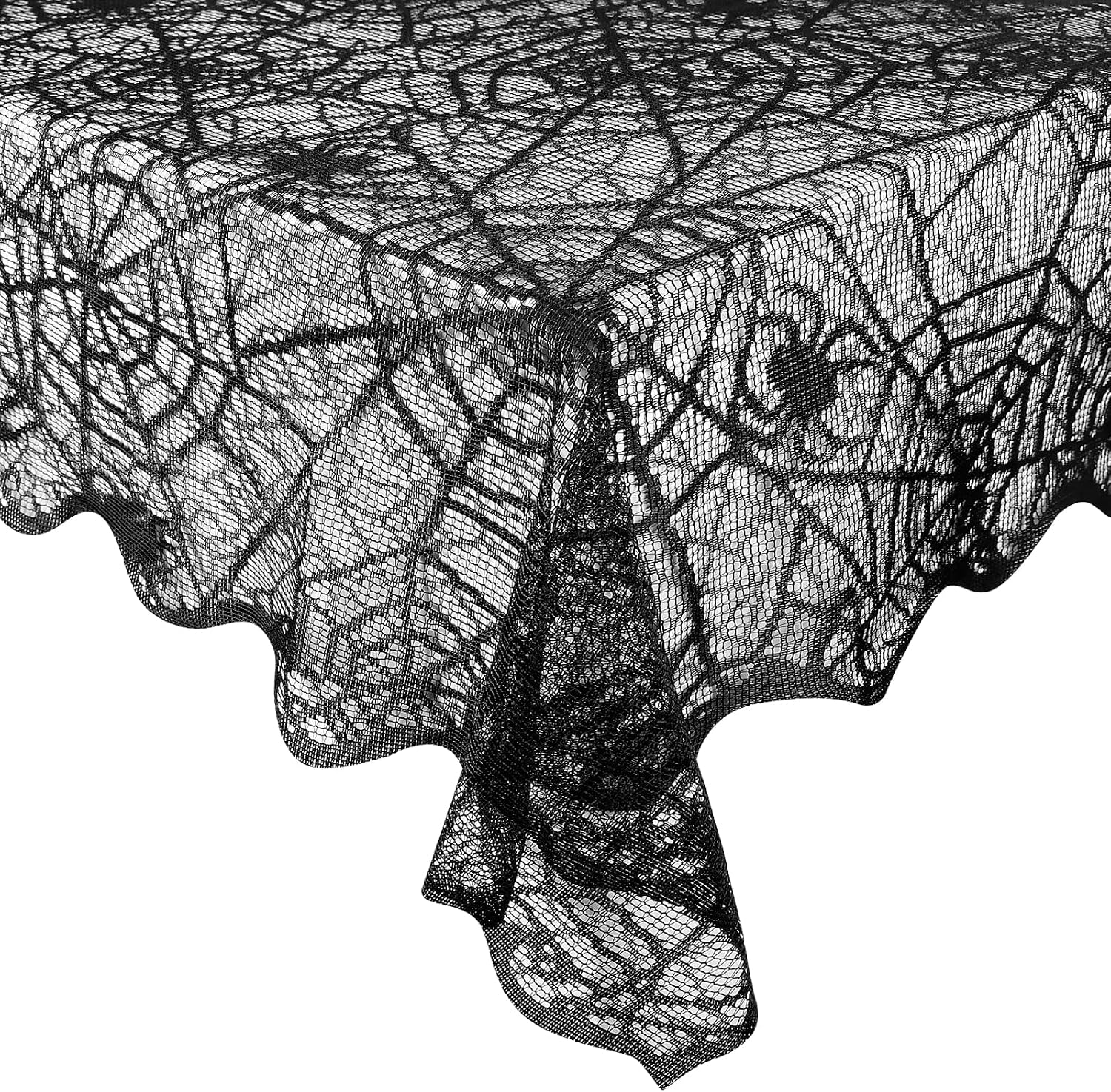 eZAKKA Halloween Table Cloth, Spider Webs Tablecloths Black Tablecloth Lace Fabric Table Cloths Spooky Table Cover for Rectangle Tables for Parties Gothic Halloween Home Decorations, 60x84 Inch