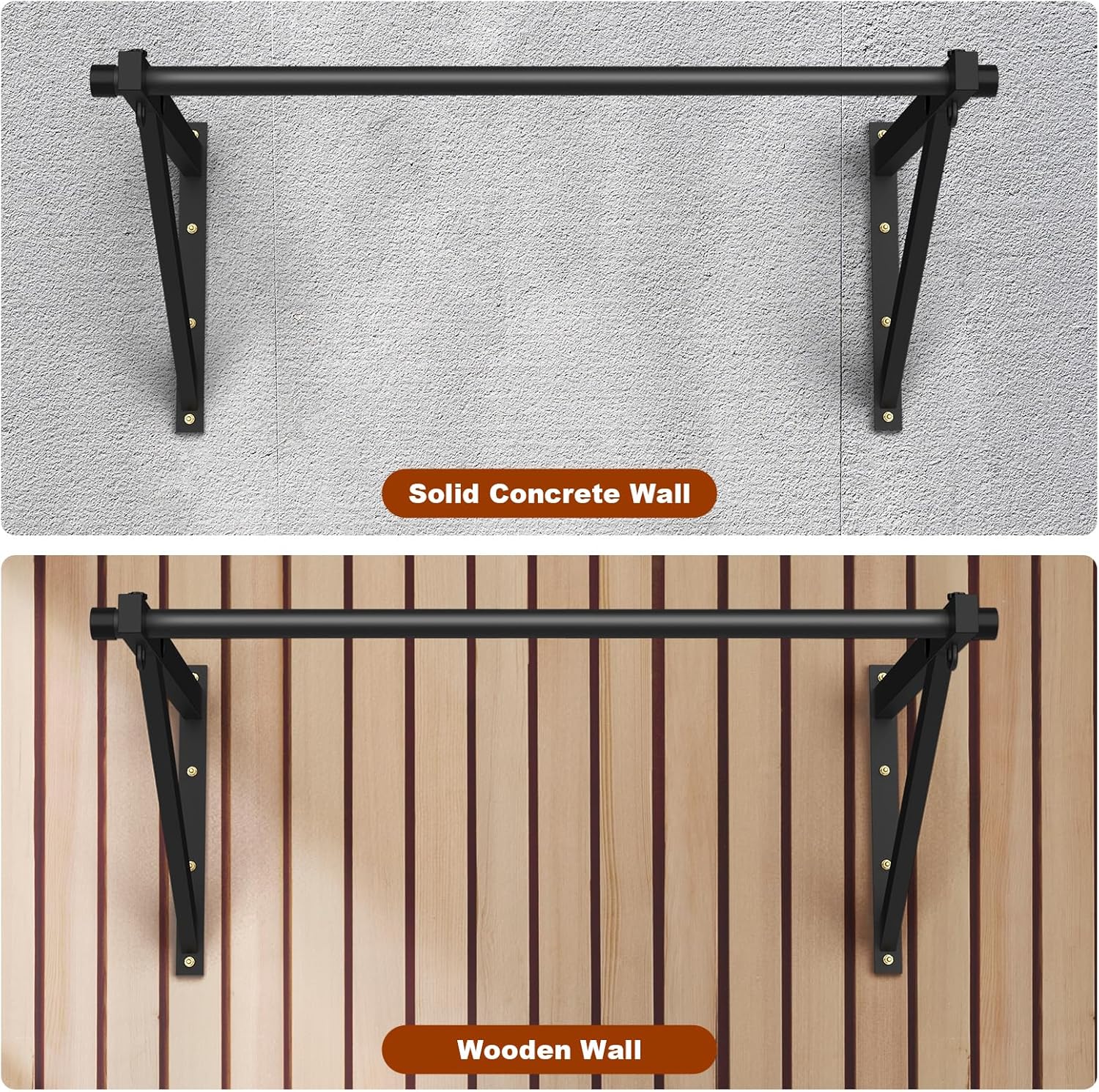 Wall Mounted Pull Up Bar, Adjustable Depth Pull-up Bar with 500LBS Weight Capacity, Maintain Upper Body Strength & Core Stability, Home or Garage Gym Chin Up Workout Training Station