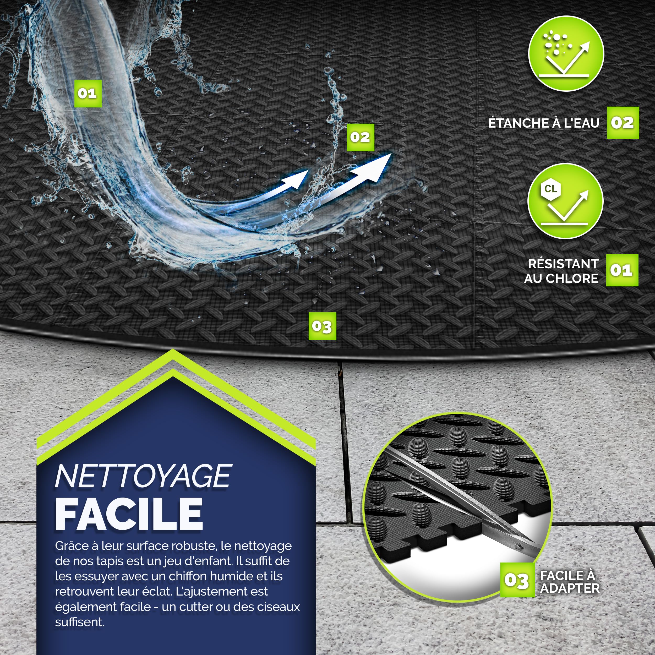 tillvex® Tapis de Sol Spa Rond 240 cm | Tapis pour Spa Extérieur | Tapis de Protection Thermique pour Piscine & Spa | Tapis Isolant pour Sol Protège et Isole