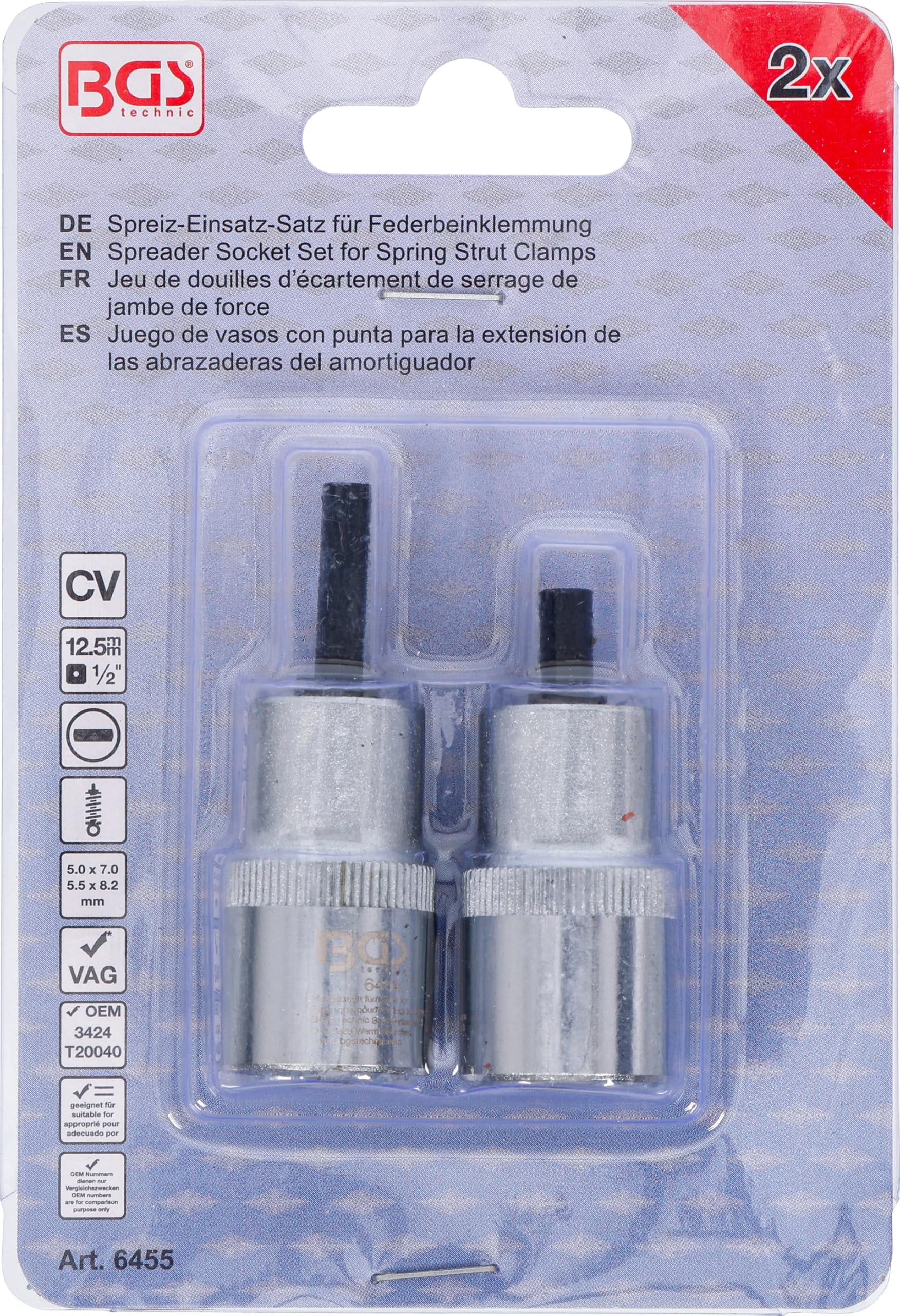 BGS 6455 | Serie di bussole ad espansione per morsetto sospensioni | 12,5 mm (1/2") | 5 x 7 mm + 5,5 x 8,2 mm | 2 pz.