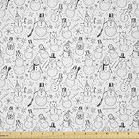 Vista 26 de Ambesonne Tela Navideña por Yarda, Tema Navideño con Hojas de Acebo Corona Bayas Ilustración Impresa, Tela Decorativa para Tapicería y Acentos